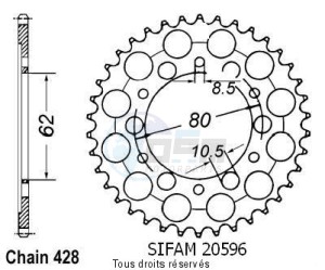 Product image: Sifam - 20596CZ37 - Chain wheel rear Dt 125 E 78-79   Type 428/Z37 