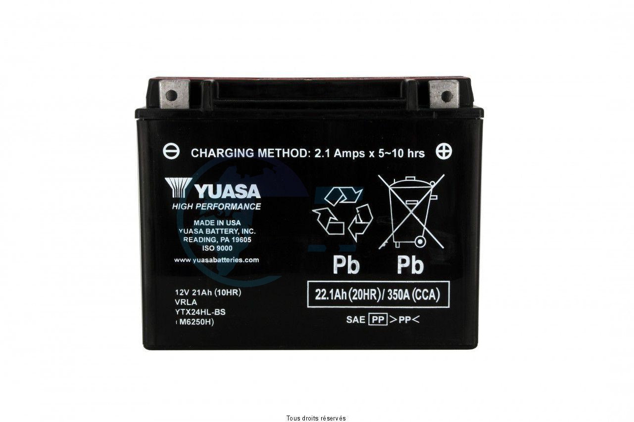 Product image: Yuasa - 812342 - Battery Ytx24hl-bs L 205mm  W  90mm  H 162mm 12v 21ah  1