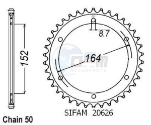Product image: Esjot - 50-35008-42 - Chainwheel Steel Yamaha - 530 - 42 Teeth -  Identical to JTR841 - Made in Germany 