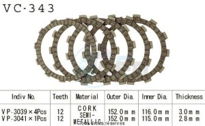 Product image: Kyoto - VC343 - Clutch Plate kit complete Dr 250 S 82-87   