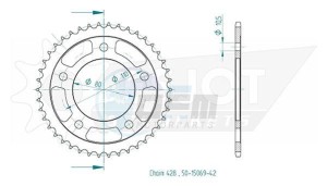 Product image: Esjot - 50-15069-42 - Chainwheel Steel Kymco - 428 - 42 Teeth - Made in Germany 