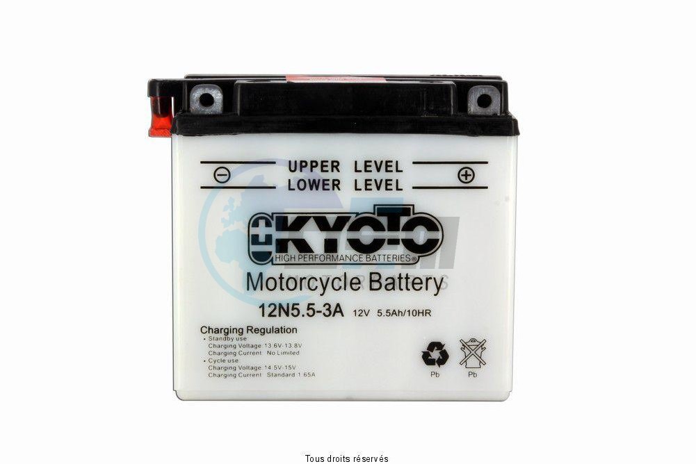Product image: Kyoto - 712056 - Battery 12n5.5-3a L 138mm  W 61mm  H 131mm 12v 5.5ah Acid 0,42l  1