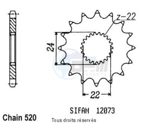 Product image: Sifam - 12073CZ13 - Sprocket 125 Tuareg Rally 90-93   12073cz   13 teeth   TYPE : 520 