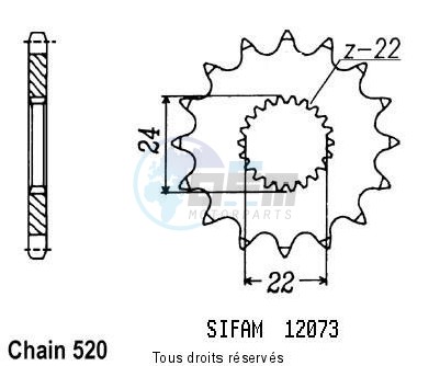 Product image: Sifam - 12073CZ13 - Sprocket 125 Tuareg Rally 90-93   12073cz   13 teeth   TYPE : 520  0