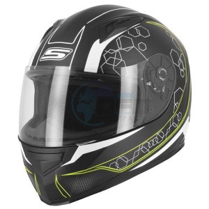 Product image: S-Line - IAP1G1903 - Helmet Full Face S448 APEX GRAPHIC - Black Mat/Yellow Fluo - Size M 