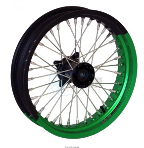 Product image: Alpina - ALPKA01 - Wheel Supermotard KAWASAKI Front Alu 3.5 X 17 Green/Black Hub Black Spokes Alu 