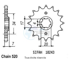 Product image: Sifam - 10243CZ13 - Sprocket Honda Cr 79-85 125 Cr 1979-1985 10243cz   13 teeth   TYPE : 520 