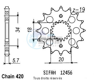 Product image: Sifam - 12456CZ15 - Sprocket Honda Cr-f 150 07   12456cz   15 teeth   TYPE : 420  0
