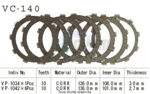 Product image: Kyoto - VC140 - Clutch Plate kit complete Cb250/350/450 80-86   