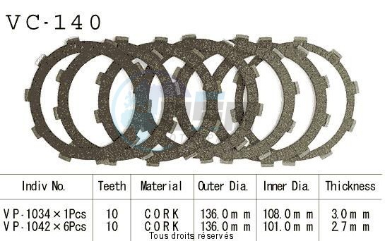 Product image: Kyoto - VC140 - Clutch Plate kit complete Cb250/350/450 80-86    0