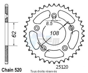 Product image: Sifam - 25120CZ43 - Chain wheel rear 125 Mito 90-92  Plane 600 River 95-98 Type 520/Z43 