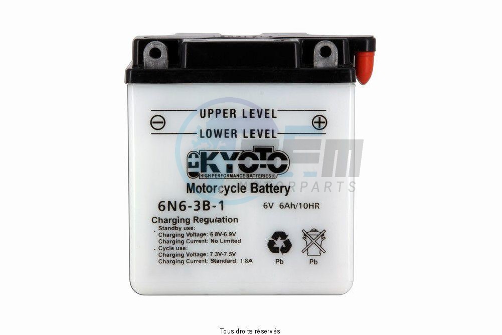 Product image: Kyoto - 706063 - Battery 6n6-3b-1 L 99mm  W 57mm  H 107mm 6v 6ah Acid 0,27l  0