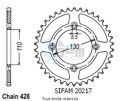 Product image: Sifam - 20217CZ49 - Chain wheel rear Honda 80 Cr 1986-2001 Type 428/Z49  0