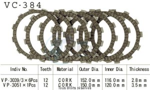 Product image: Kyoto - VC384 - Clutch Plate kit complete Dr 650 R/Rs 90-95   