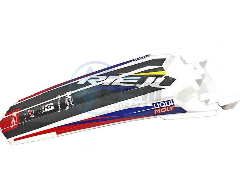 Product image: Rieju - 0/R00.060.5021 - REAR MUDGUARD WHITE WITH STICKER 390.5340  0