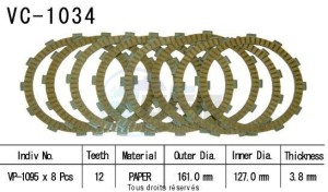 Product image: Kyoto - VC1034 - Clutch Plate kit complete Vtx1800 C 02-   