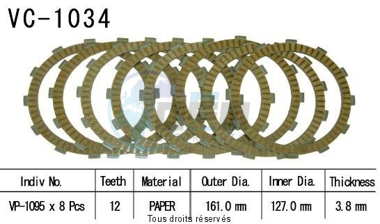 Product image: Kyoto - VC1034 - Clutch Plate kit complete Vtx1800 C 02-    0