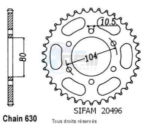 Product image: Sifam - 20496CZ34 - Chain wheel rear Z 750 H/L/R 80-84 Z 650 F 81-83 Type 630/Z34 