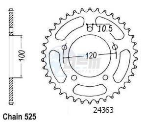 Product image: Esjot - 50-29022-40 - Chainwheel Steel Aprilia - 525 - 40 Teeth -  Identical to JTR702 - Made in Germany 