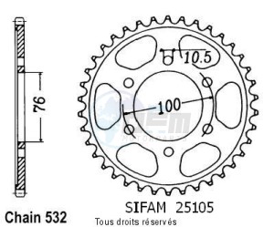 Product image: Sifam - 25105CZ48 - Chain wheel rear Gsx-r 1100 89-92   Chain wheel rear Gsx-R 1100 89-92 