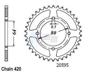 Product image: Esjot - 50-13008-32 - Chainwheel Steel TT Yamaha - 420 - 32 Teeth -  Identical to JTR834 - Made in Germany 