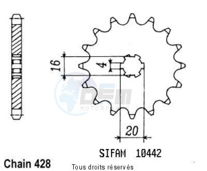 Product image: Sifam - 10442CZ16 - Tandwiel Voor  Dt 125 Mx 76-82 16 