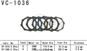 Product image: Kyoto - VC1036 - Clutch Plate kit complete Cr-F 230 F 03-05   