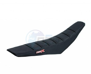 Product image: Crossx - M211-3BBB - Saddle Cover  KAWASAKI KXF 250 06-08 KXF 450 06-08 TOP BLACK- SIDE BLACK-STRIPES BLACK (M211-3BBB) 