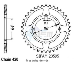 Product image: Sifam - 20595CZ37 - Chain wheel rear Lc 50 Bop 80-81   Type 420/Z37 