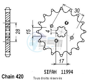 Product image: Sifam - 11994CZ16 - Sprocket St 70 Dax 79-09   11994cz   16 teeth   TYPE : 420  0
