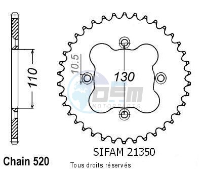 Product image: Sifam - 21350CZ38 - Chain wheel rear Honda Trx 250 R 91-92 Trx 300 Ex 93-98 Trx 400 Ex 2000  0