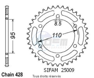 Product image: Sifam - 25009CZ45 - Chain wheel rear 125 Elefantre 84-88   Type 428/Z45 