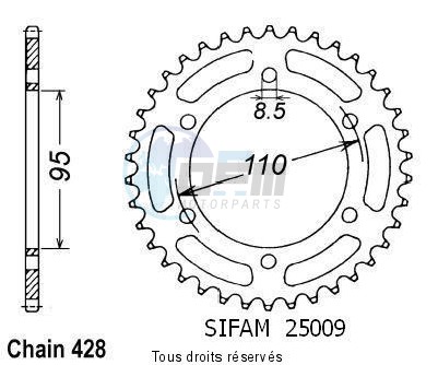 Product image: Sifam - 25009CZ45 - Chain wheel rear 125 Elefantre 84-88   Type 428/Z45  0