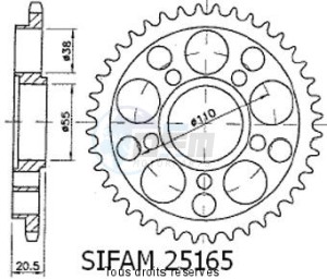 Product image: Sifam - 25165CZ36 - Chain wheel rear Ducati 916/996 Strada 5 holes without Hub   