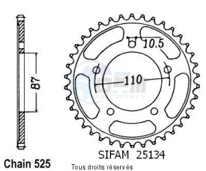 Product image: Sifam - 25134CZ46 - Chain wheel rear Gsf 400 Bandit 93-96   Type 525/Z46 