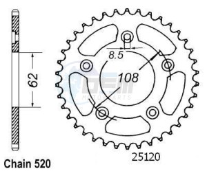 Product image: Esjot - 50-32055-42 - Chainwheel Steel Cagiva - 520 - 42 Teeth -  Identical to JTR701 - Made in Germany 