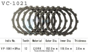 Product image: Kyoto - VC1021 - Clutch Plate kit complete Rvf750 Rr 94-98   