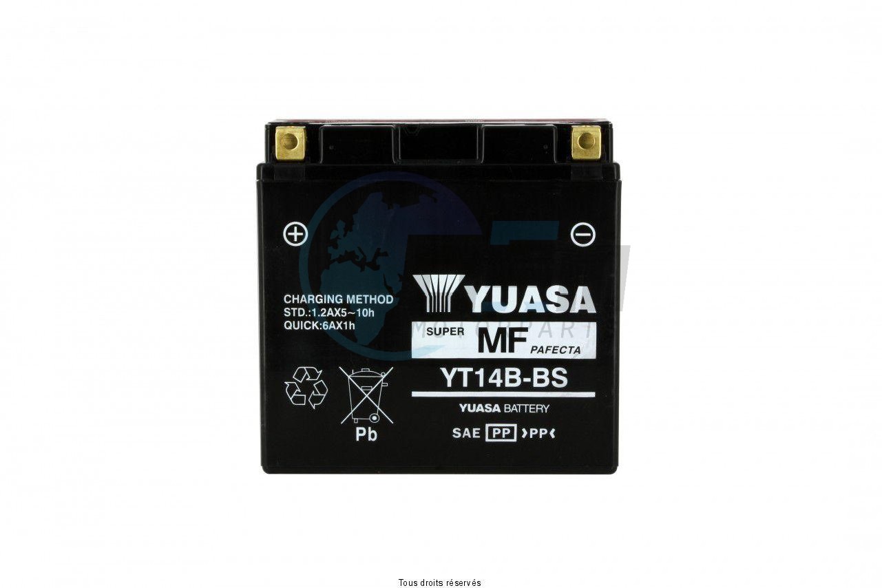 Product image: Yuasa - 812148 - Battery YT14B-BS - AGM L 150mm  W 70mm  H 145mm 12v 13ah Delivery with Acid  1