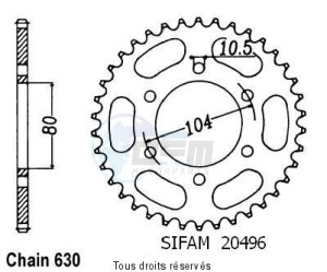 Product image: Sifam - 20496CZ46 - Chain wheel rear Gpz 750 Turbo 84-85   Type 630/Z46 