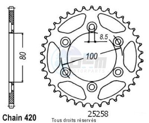 Product image: Sifam - 25258CZ52 - Chain wheel rear Rieju 50 Spike 06-   Type 420/Z52 