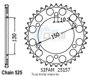 Product image: Sifam - 25157CZ39 - Chain wheel rear 850 Trx 96-98   Type 525/Z39 