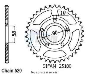 Product image: Sifam - 25100CZ40 - Chain wheel rear Crm 125 90-00   Type 520/Z40 
