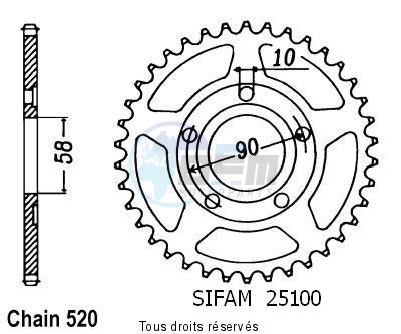 Product image: Sifam - 25100CZ40 - Chain wheel rear Crm 125 90-00   Type 520/Z40  0