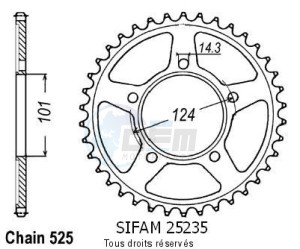 Product image: Sifam - 25235CZ38 - Chain wheel rear KTM 990 Duke   Type 525/Z38 