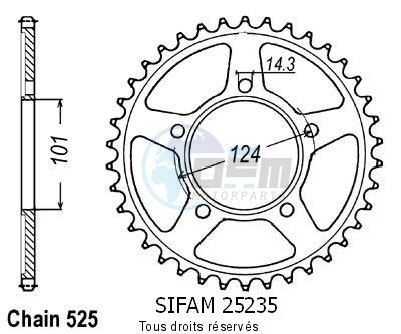 Product image: Sifam - 25235CZ38 - Chain wheel rear KTM 990 Duke   Type 525/Z38  0
