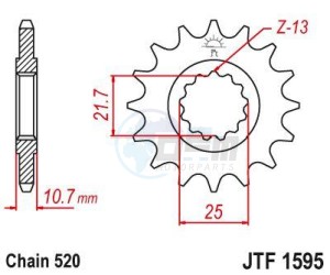 Product image: Esjot - 50-32158-16 - Sprocket Yamaha - 520 - 16 Teeth -  Identical to JTF1595 - Made in Germany 