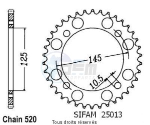Product image: Sifam - 25013CZ43 - Chain wheel rear Xt 600 85-86 Xtz 600 Tenere 85-89 Type 520/Z43 