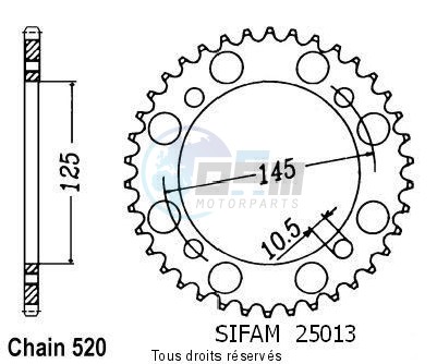 Product image: Sifam - 25013CZ43 - Chain wheel rear Xt 600 85-86 Xtz 600 Tenere 85-89 Type 520/Z43  0