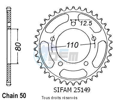 Product image: Sifam - 25149CZ48 - Chain wheel rear Triumph 900 Tiger Z48   Type 530/Z48  0