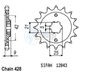 Product image: Esjot - 50-15010-19 - Sprocket TT Yamaha - 428 - 19 Teeth -  Identical to JTF576 - Made in Germany 